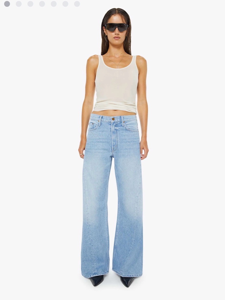 Mother Light Blue High-Rise Wide Leg Jeans